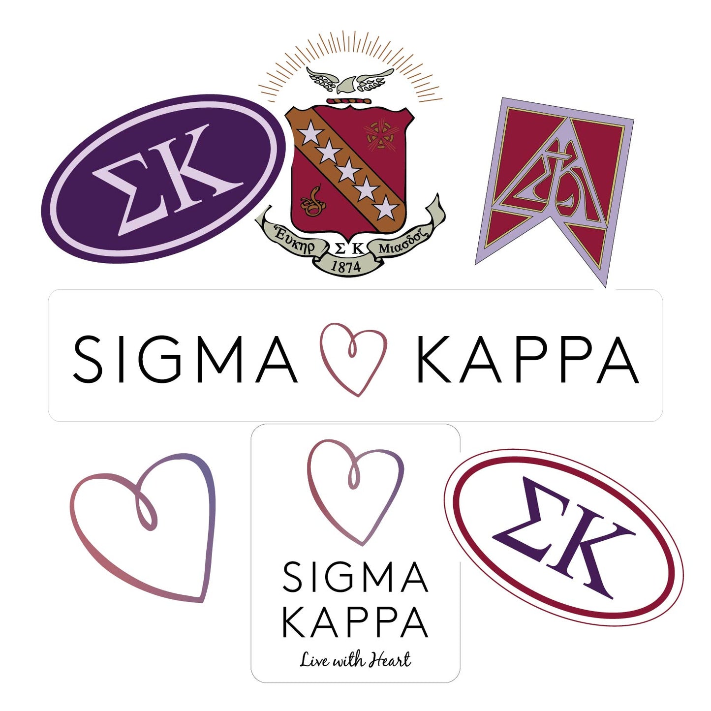 Sigma Kappa Sorority Sticker Sheet- Brand Focus