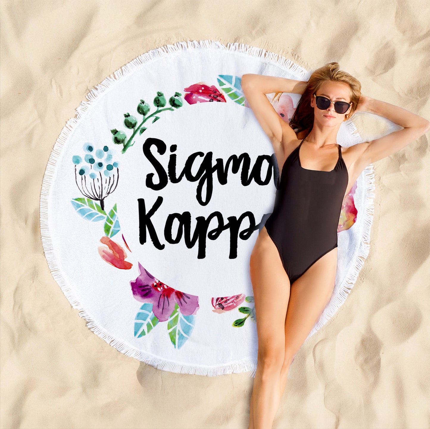Sigma Kappa Floral Fringe Towel Blanket