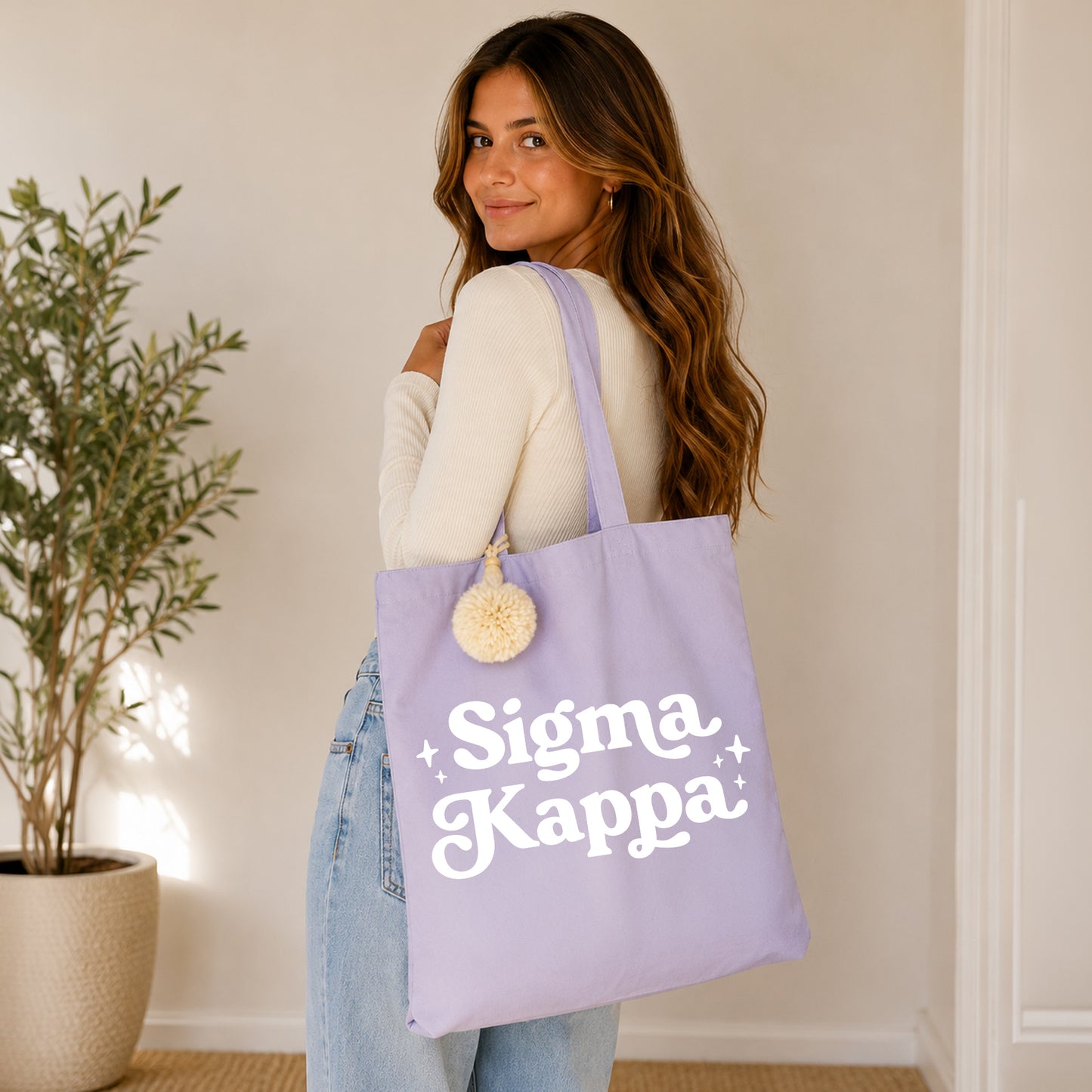Sigma Kappa Retro Pom Pom Tote Bag