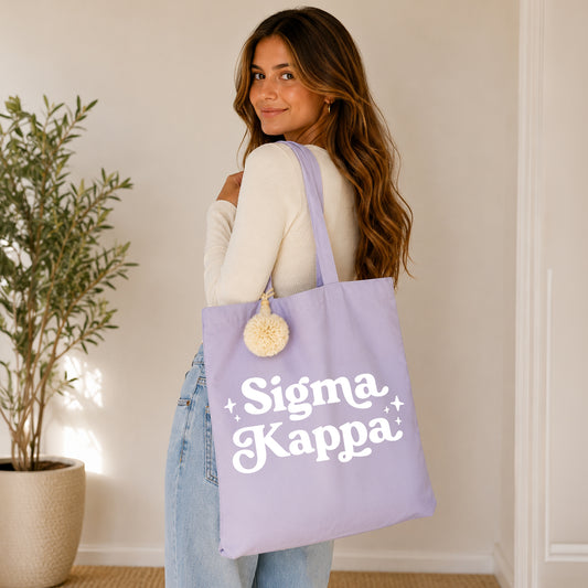 Sigma Kappa Retro Pom Pom Tote Bag