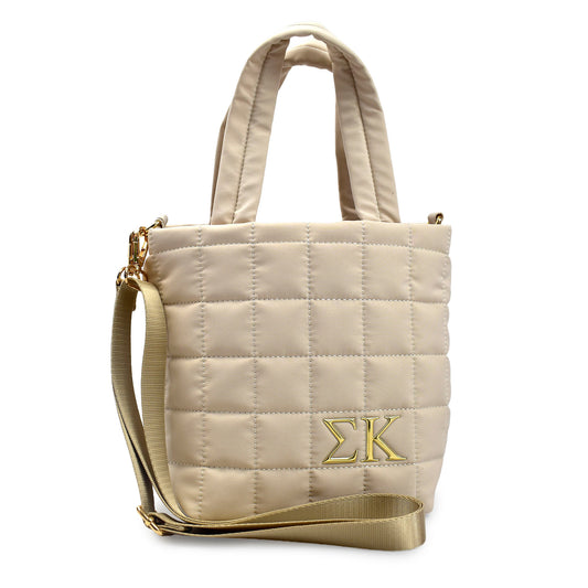 Sigma Kappa Quilted Tote Bag- Small Crossbody Bag with Greek Letters