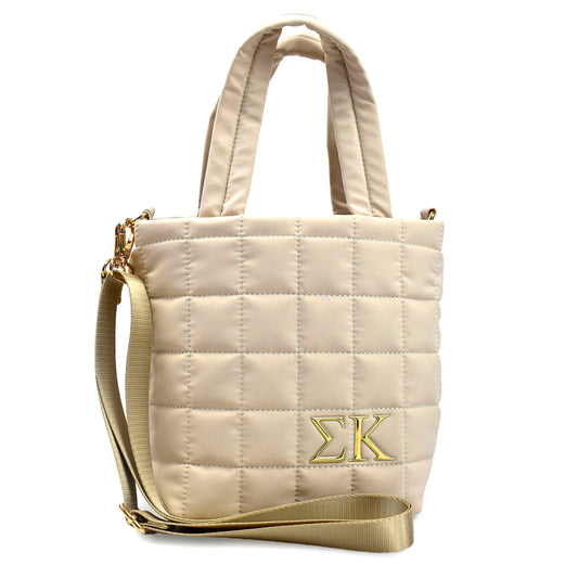 Sigma Kappa Small Crossbody Quilted Tote Bag with Greek Letters