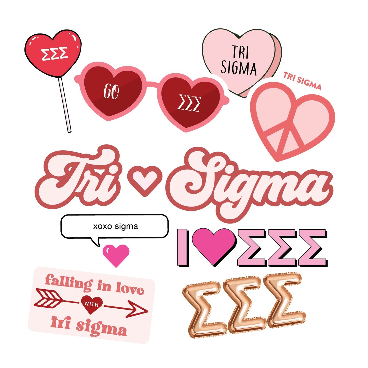 Sigma Sigma Sigma- Sticker Sheet- Love Theme