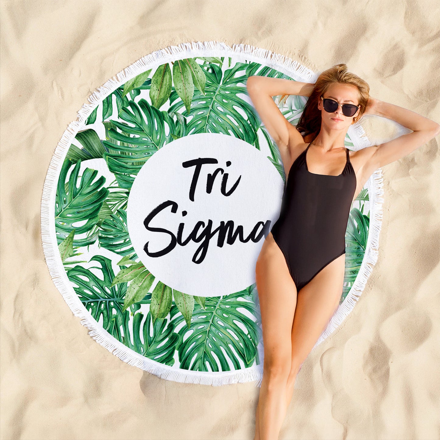 Tri Sigma Palm Leaf Fringe Towel Blanket