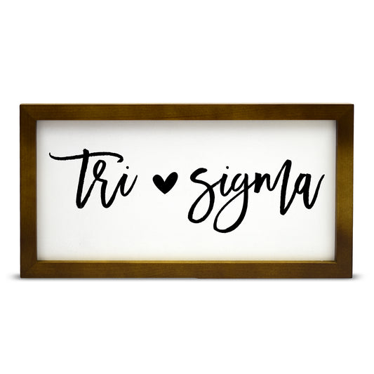 Sigma Sigma Sigma Script Wooden Sign