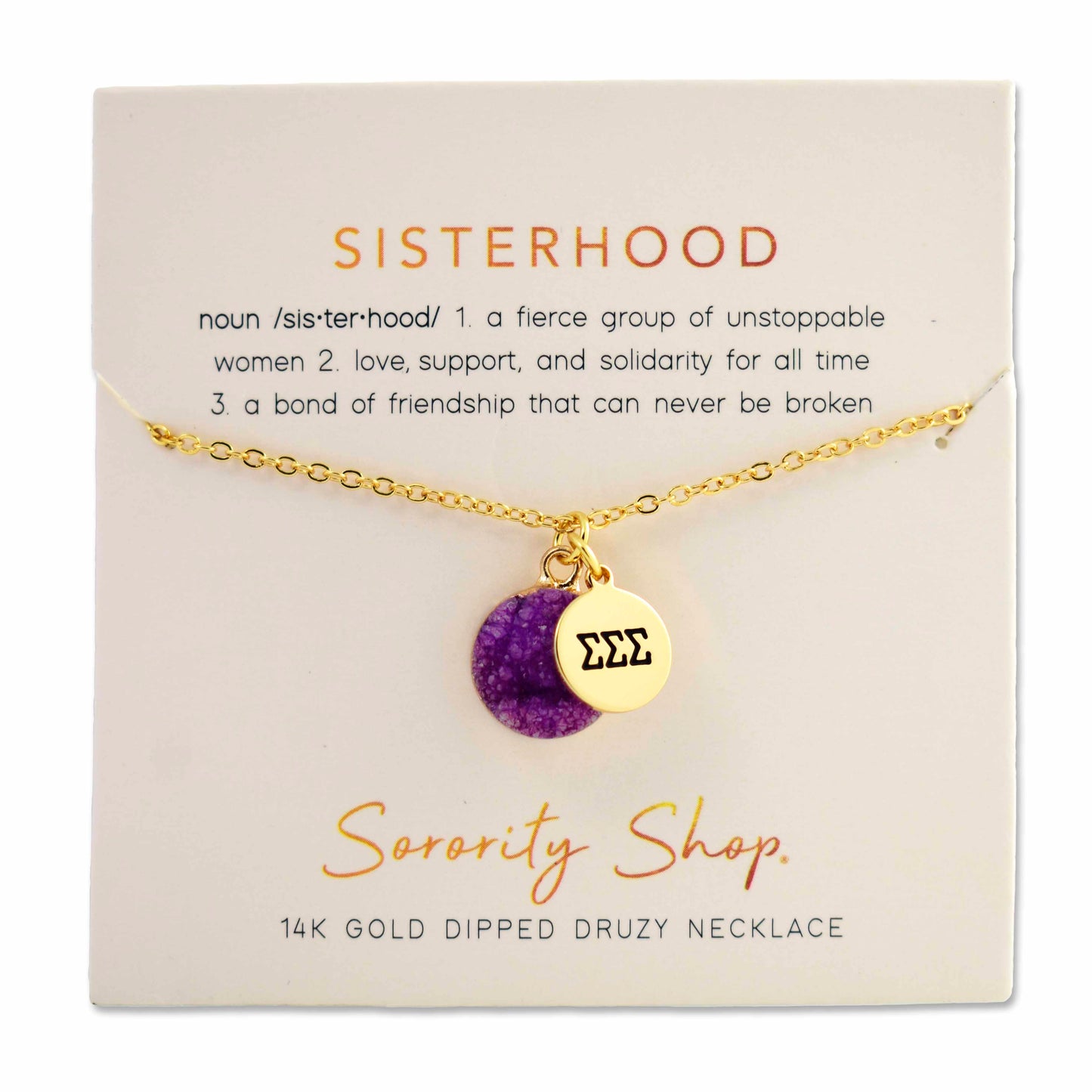 Sigma Sigma Sigma Sisterhood Druzy Necklace