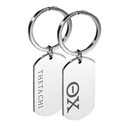 Theta Chi Fraternity Keychain- Stainless Steel Dog Tag Design