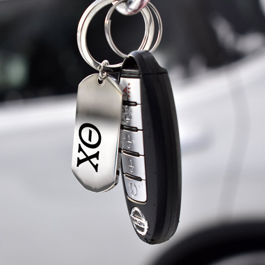 Theta Chi Fraternity Keychain- Stainless Steel Dog Tag Design