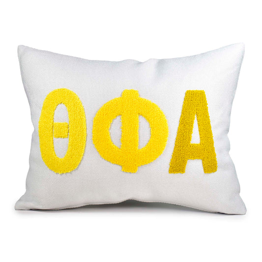 Theta Phi Alpha Pillow – Embroidered Plush Greek Letters Design