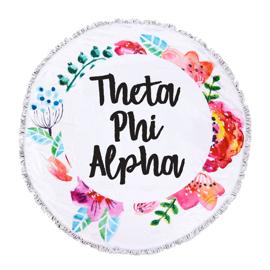 Theta Phi Alpha Towel - Floral Fringe Towel