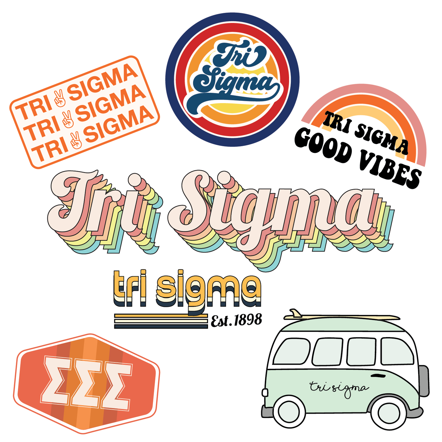 Sigma Sigma Sigma <br> Retro Sticker Sheet