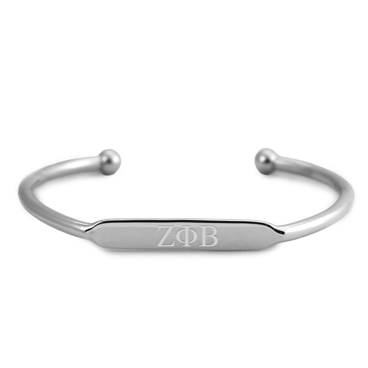 Zeta Phi Beta Sorority, Incoporated Bracelet- White Gold-Plated Bangle with Greek Letters