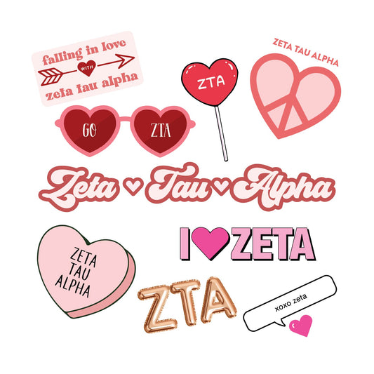 Zeta Tau Alpha- Sticker Sheet- Love Theme