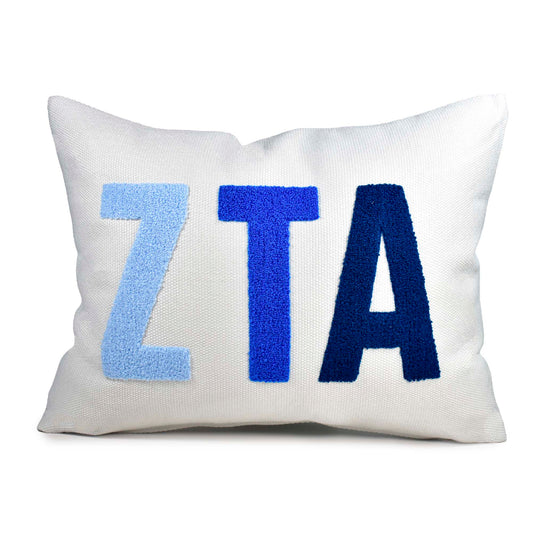 Zeta Tau Alpha Pillow – Embroidered Plush Greek Letters Design