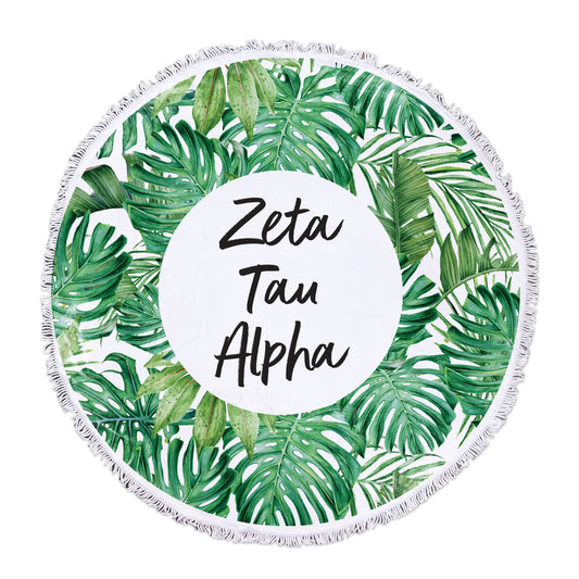 Zeta Tau Alpha Palm Leaf Fringe Towel Blanket