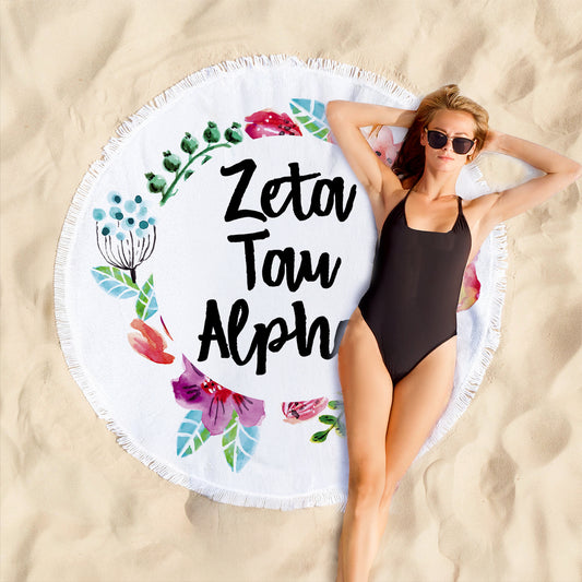 Zeta Tau Alpha Floral Fringe Towel Blanket