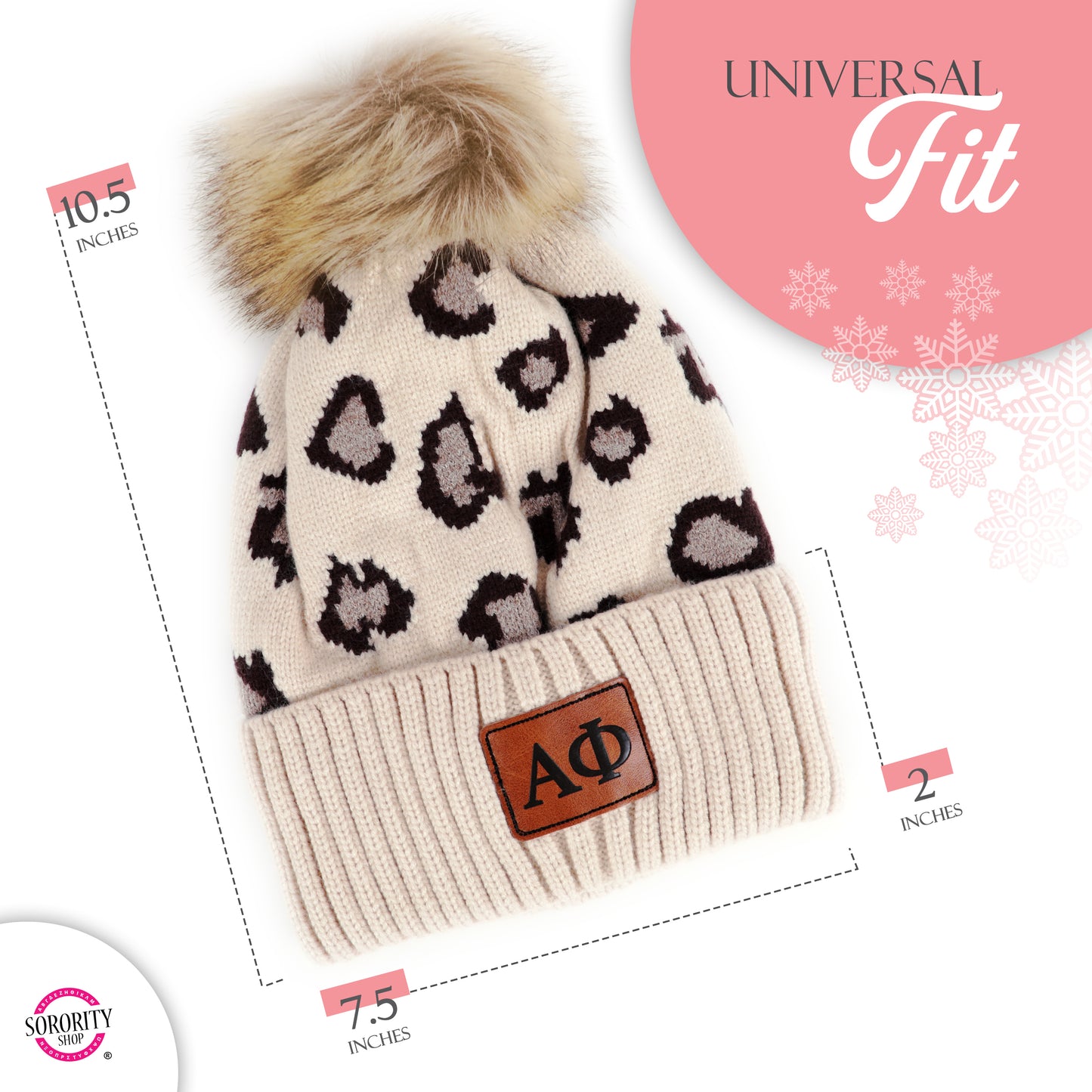 Phi Mu Leopard Design Beanie Hat