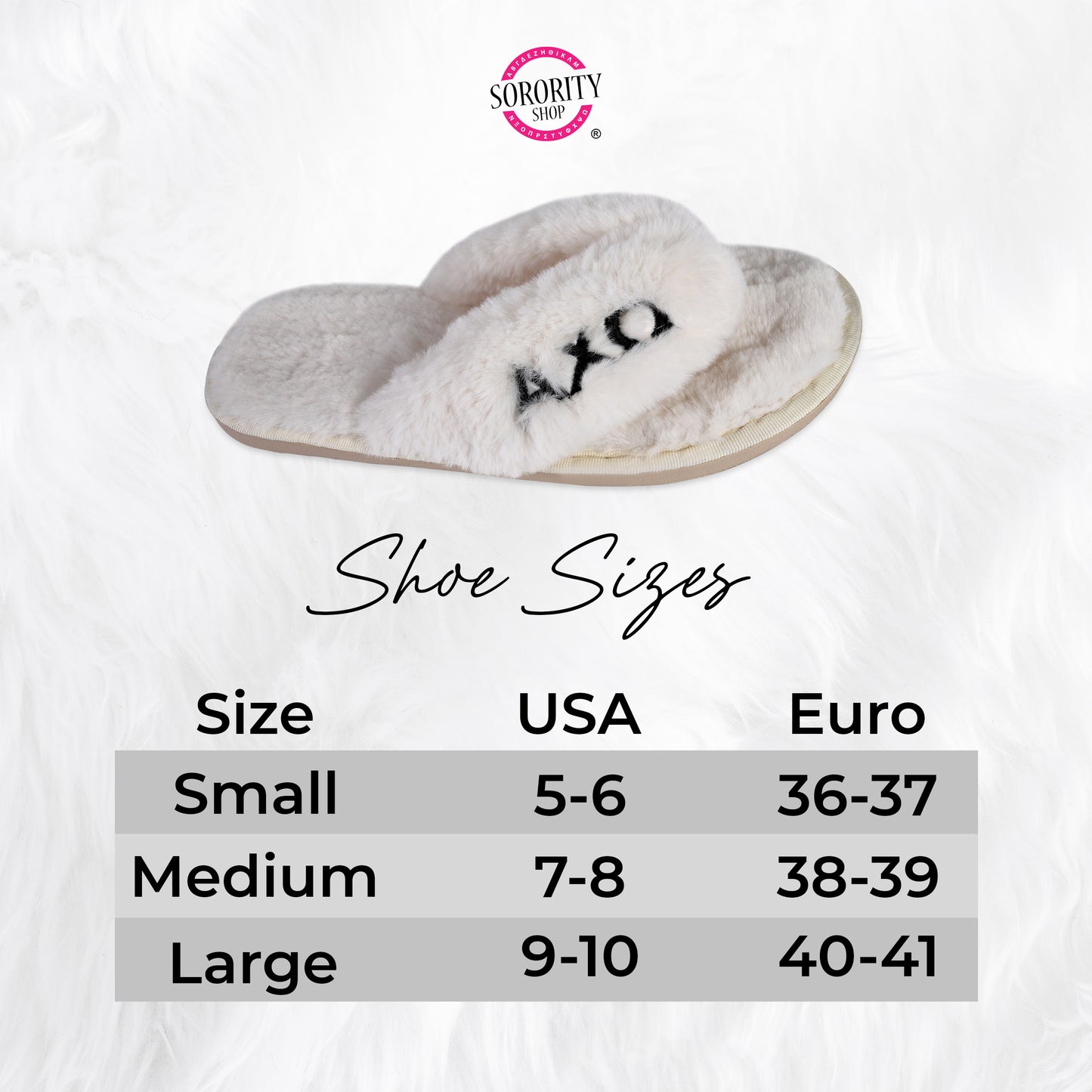 Zeta Tau Alpha - Furry Slippers Women - With ZTA Embroidery Logo