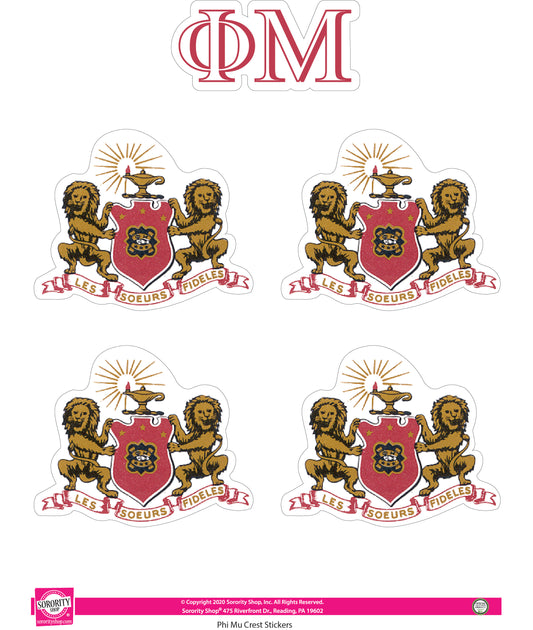 Phi Mu Crest Sticker Sheet
