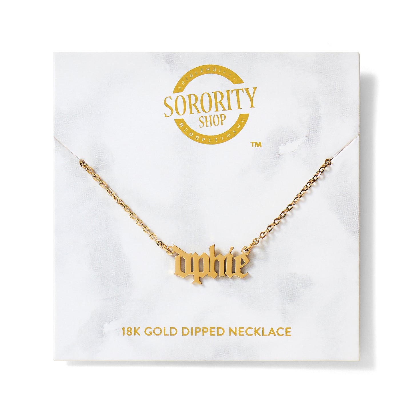 Delta Phi Epsilon Old English Style Sorority Necklace