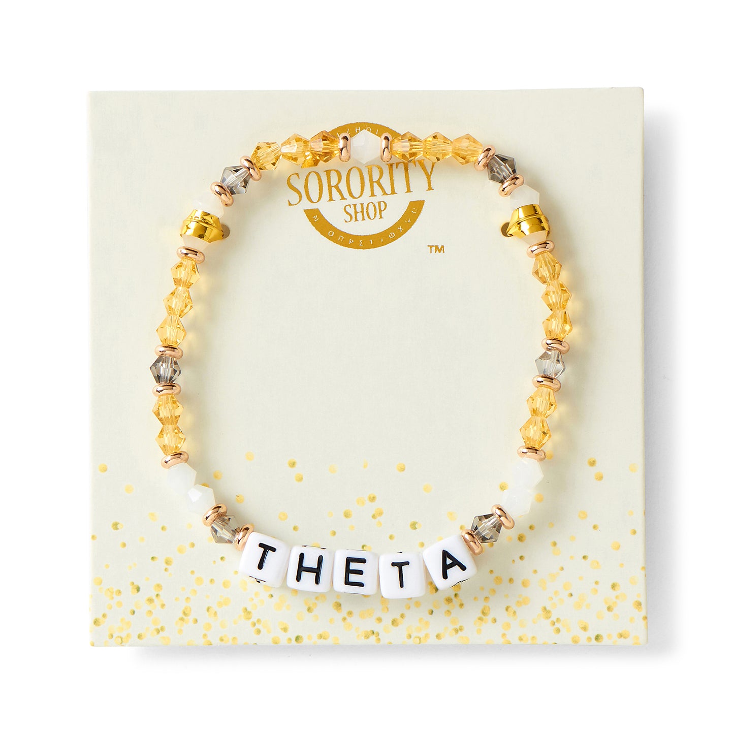Kappa Alpha Theta Bracelet With Glass Beads and 18K Gold Accent Beads