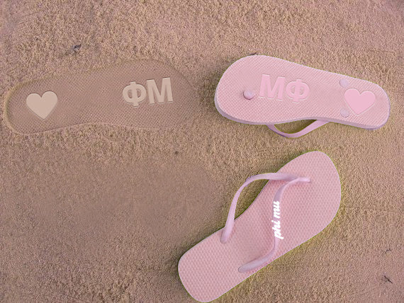 Phi Mu Flip Flops, With Greek Letter Cutouts