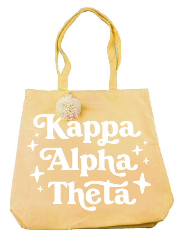 Kappa Alpha Theta Retro Pom Pom Tote Bag